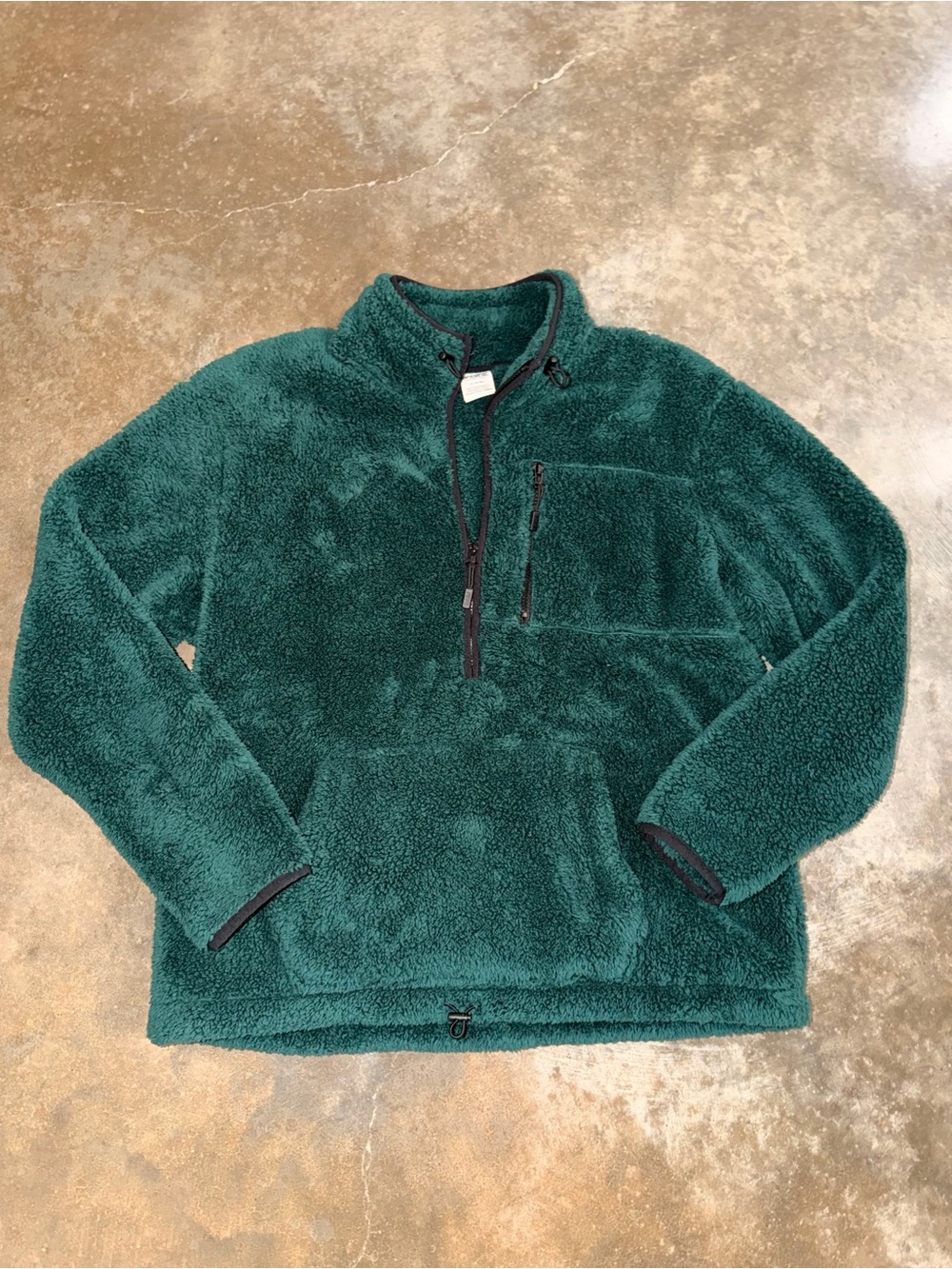 PINK Victoria’s Secret Green Sherpa Fleece Quarter Zip Pullover Jacket M Comfy